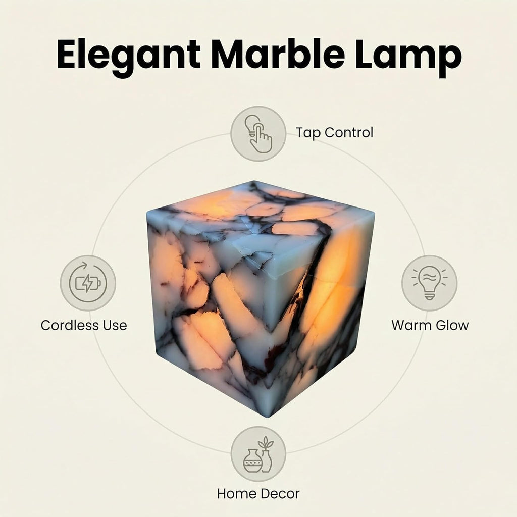 Marble Lamp Nature Marble Table Lamp Rechargeable Tap Light Cordless Night Light Touch Bedside Table Lamps for Bedroom Small Ambient Lamps for Home Decor Living Room Desk Decor (Calacatta Purple)