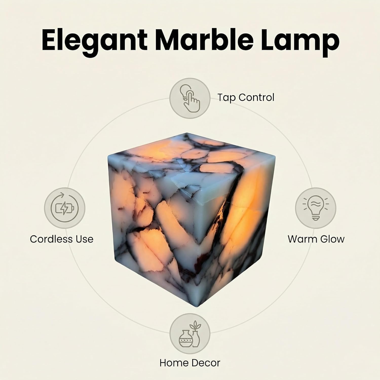 Marble Lamp Nature Marble Table Lamp Rechargeable Tap Light Cordless Night Light Touch Bedside Table Lamps for Bedroom Small Ambient Lamps for Home Decor Living Room Desk Decor (Calacatta Purple)