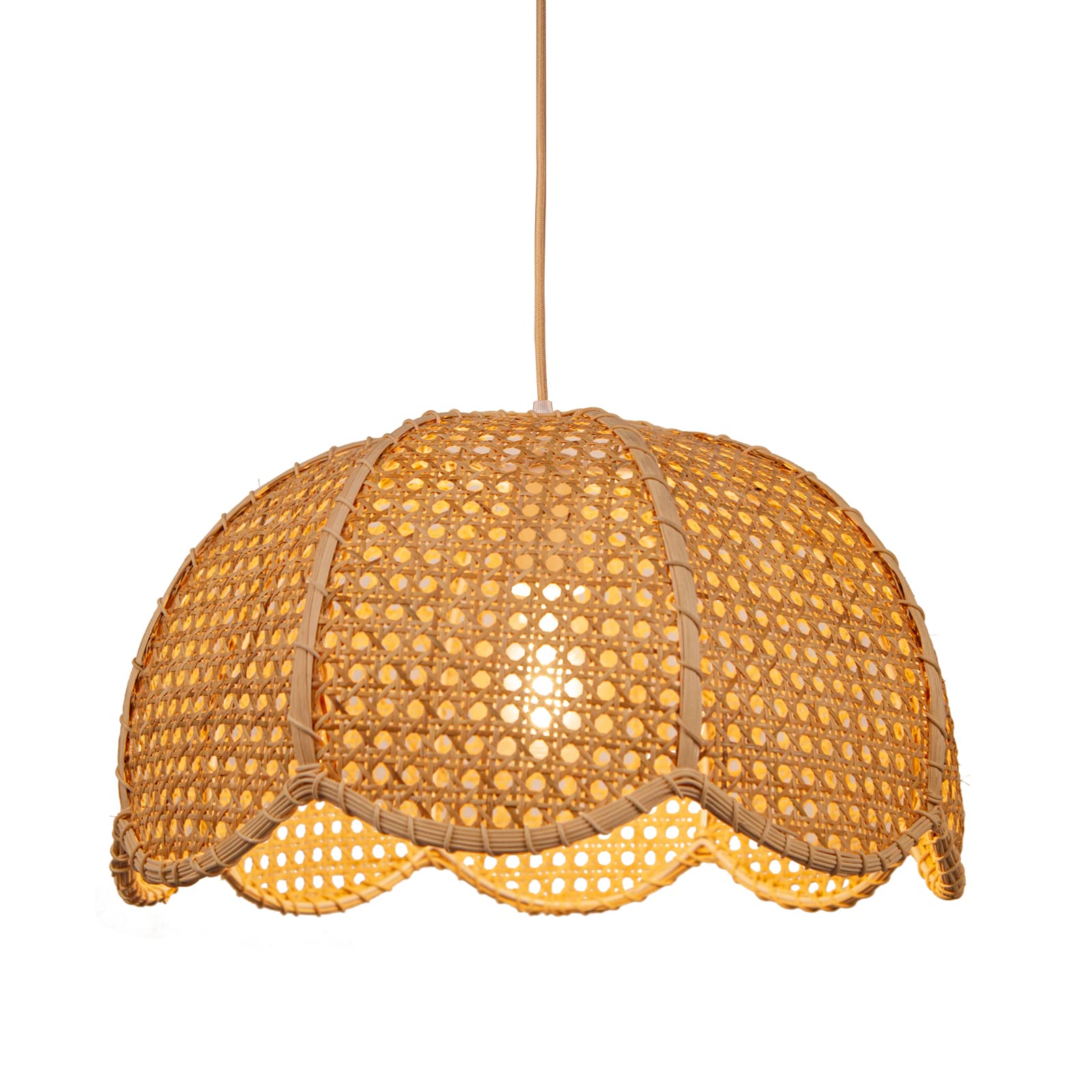 Hand-Woven Flower Rattan Pendant Light, Rustic Ceiling Lamp for Indoor Decor