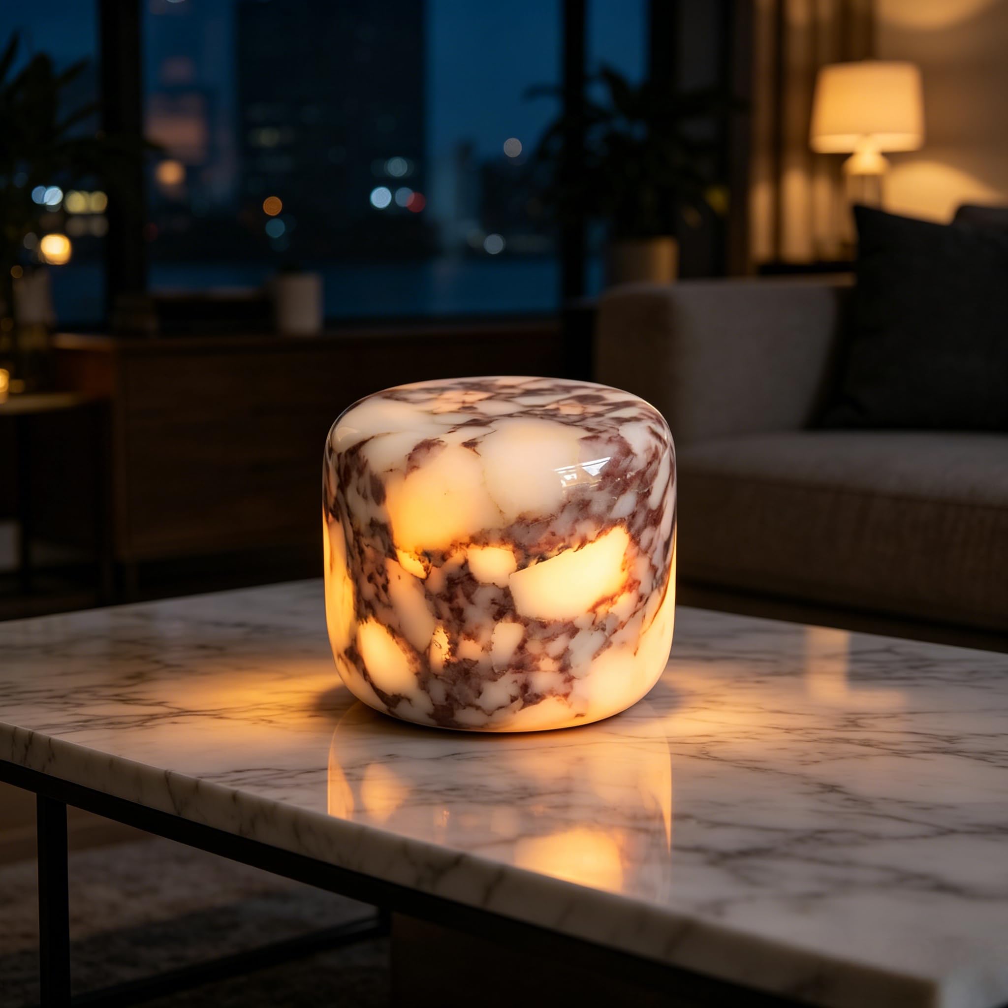 Marble Lamp Nature Marble Table Lamp Rechargeable Tap Light Cordless Night Light Touch Bedside Table Lamps for Bedroom Small Ambient Lamps for Home Decor Living Room Desk Decor (Calacatta Purple)