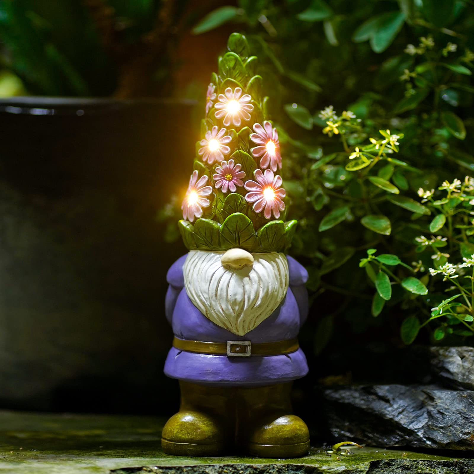 Nacome Solar Garden Outdoor Statues Turtle with Succulent and 7 LED Lights - Lawn Decor Statue for Patio, Balcony, Yard Ornament - Gifts for Mom Grandma Women