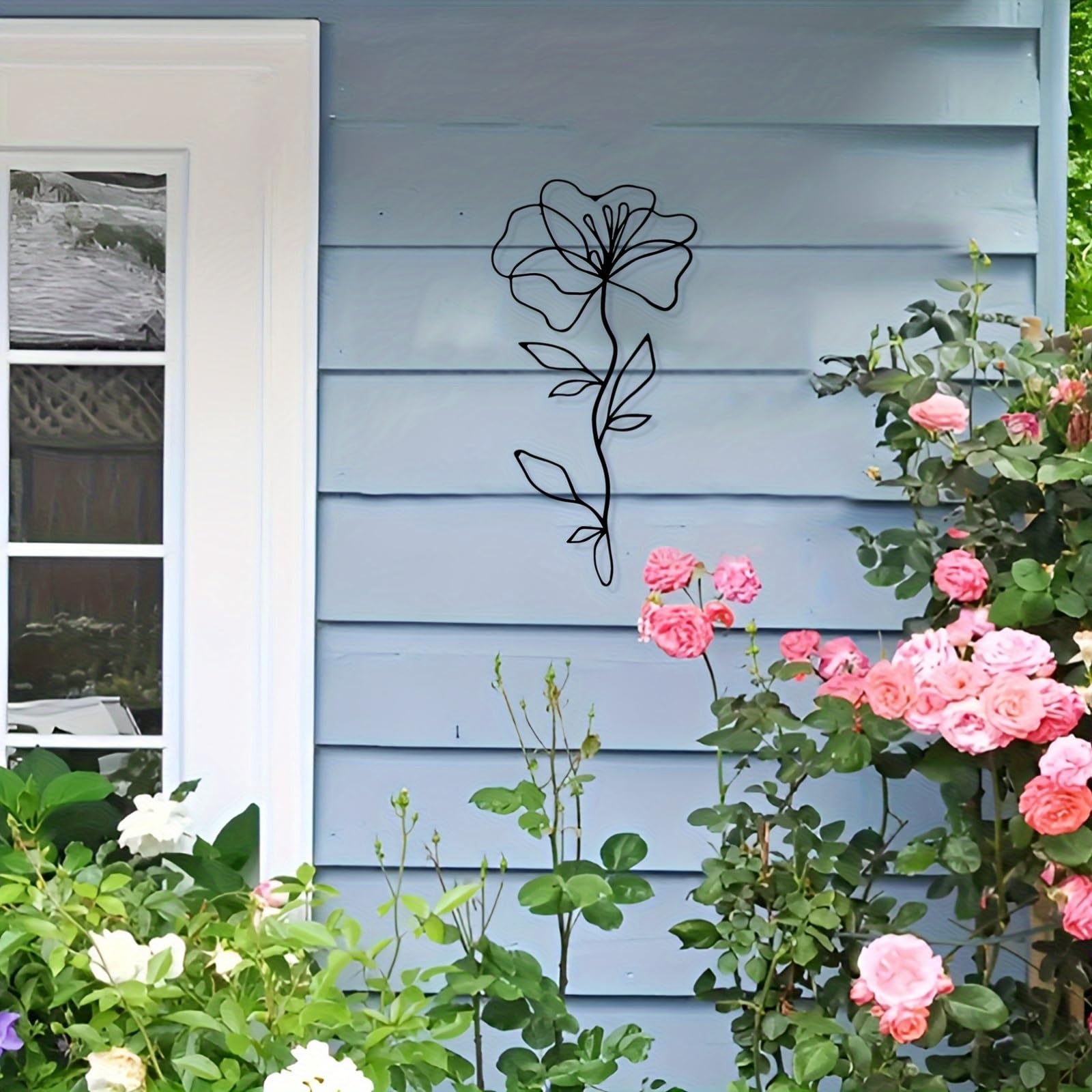 Metal Wall Art Poppy Flowers - Iron Floral Mural Sculpture with Bathroom, Living for Garden Lovers, Indoor Poppy Theme Decor(50CM/19.7IN)