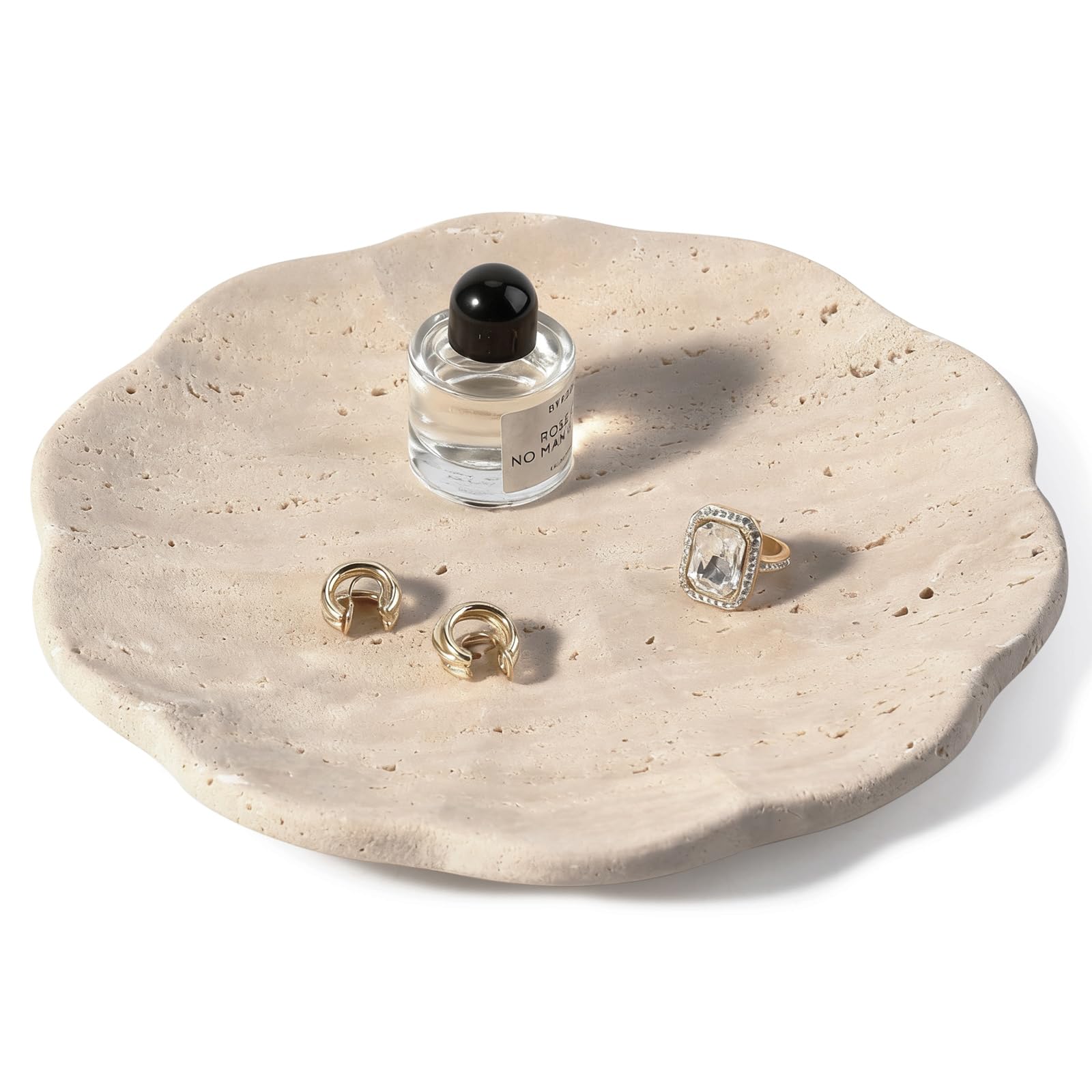 Koville Luxury Calacatta Viola Marble Tray, 11"x8" Scalloped Marble Vanity Tray for Countertop Bathroom Kitchen Dresser, Natural Stone Tray for Jewelry Perfume Home Decor, Decorative Catchall Tray
