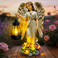 Solar Garden Statue Dog Figurine Decor with Lantern Lights, 11 Inch Outdoor Decoration Solar Dog Sculptures for Outside Patio Lawn Balcony Yard Ornament, Dogs Lover Gifts for Women Mom Birthday