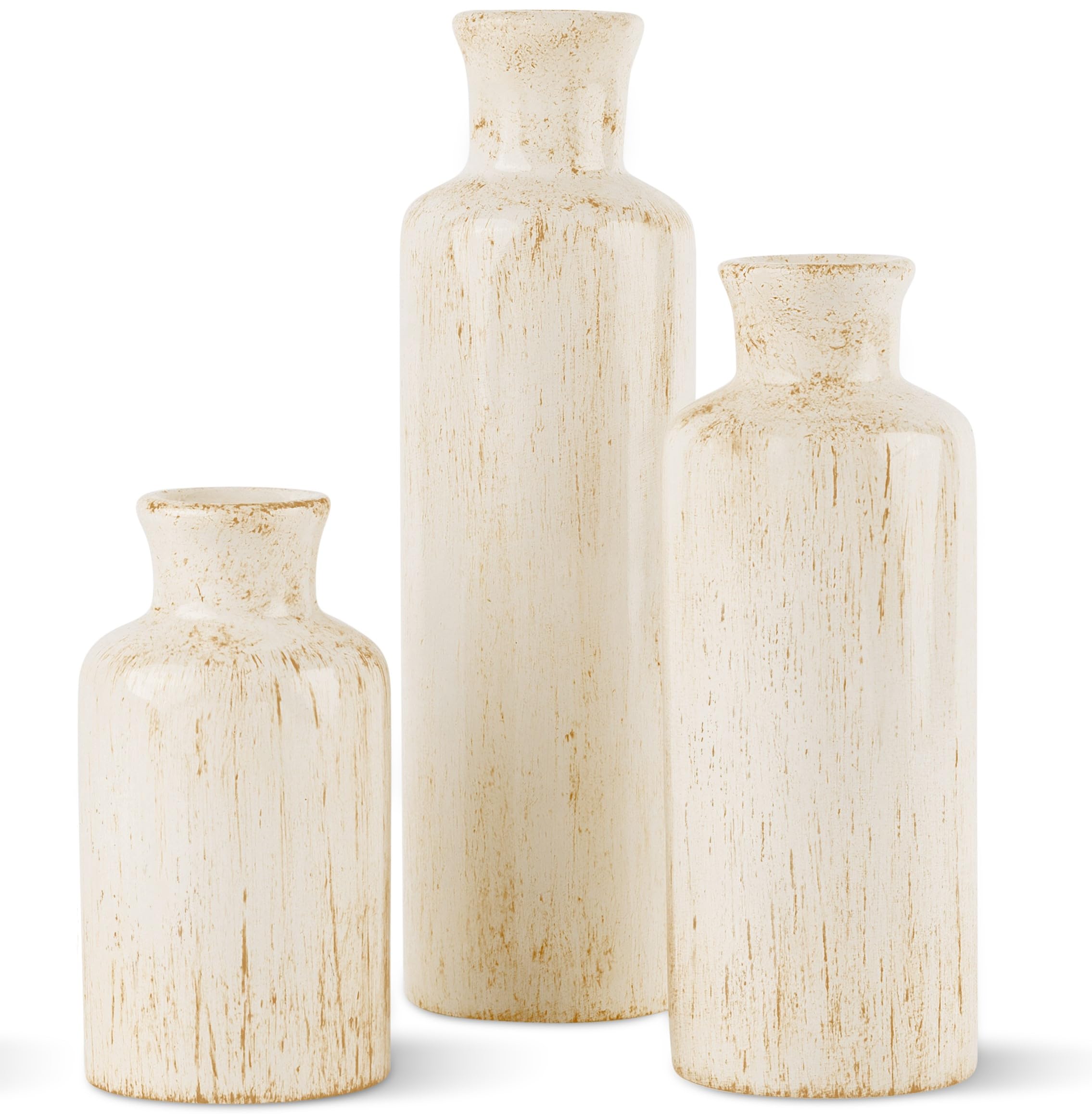 Creative Scents White Marble Look Vases Home Decor - Vase Set of 3 - Perfect for Holding Pampas Grass, Dried/Fresh Flowers, Vases for Your Kitchen, Bedroom, Office, Living/Dining Room, or Shelf Decor