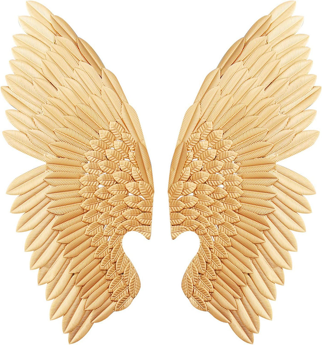 Angel Wings Metal Wall Art, Distressed Gold Metal Angel Wings Wall Sculpture, Modern Home Decoration, Metal Wall Decor Signs, Housewarming Gift