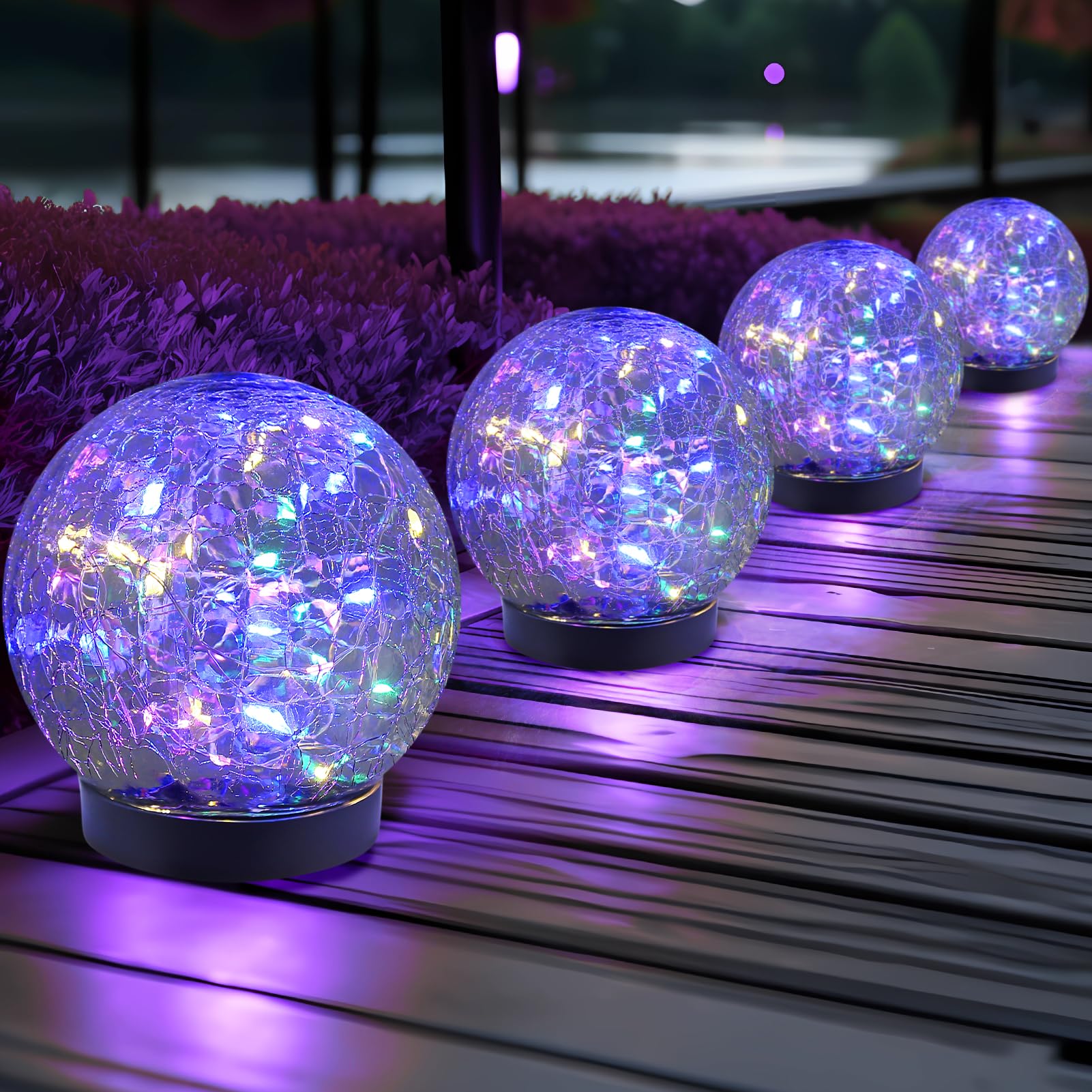 Cracked Glass Solar Globe Lights, Waterproof Outdoor Decor for Garden Patio Yard
