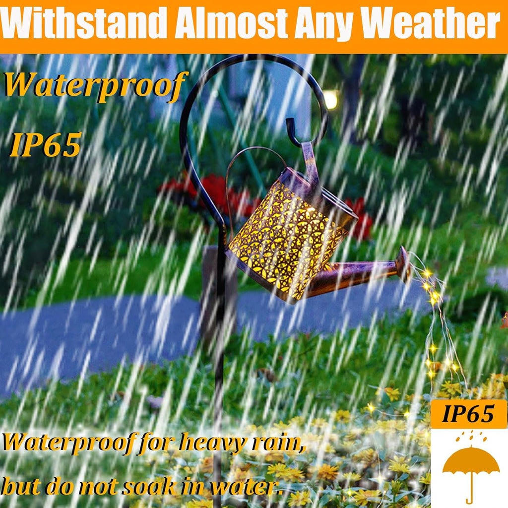 Solar Lanterns Outdoor Waterproof,Metal Watering Can Garden Decor Ornaments,Yard Art Hanging Path Lights,Outside Patio Decorations,Gardening Birthday Gifts for Mom Grandma Women,with Hook, Large
