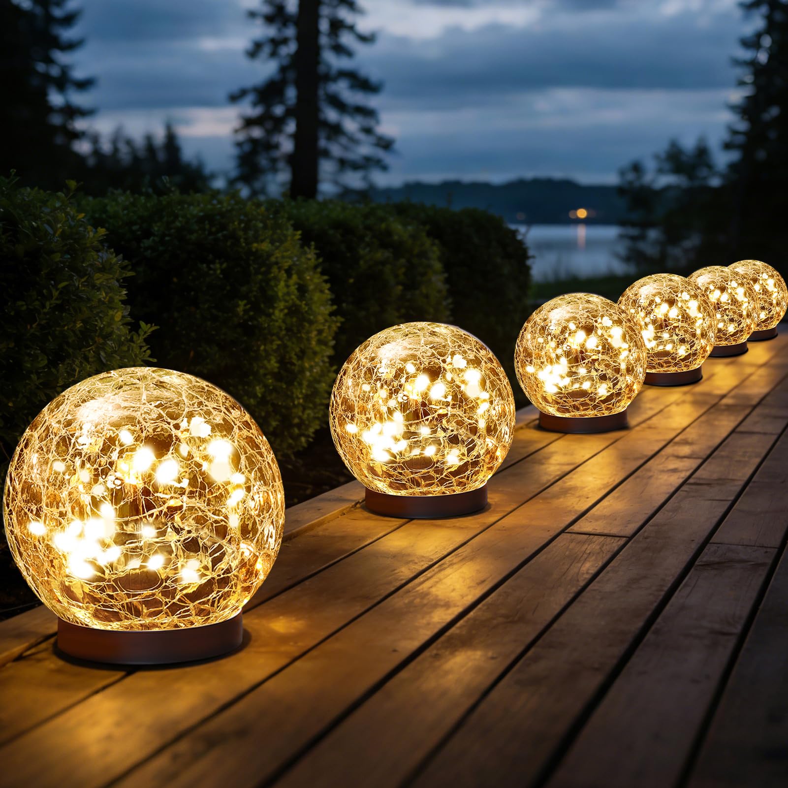 Cracked Glass Solar Globe Lights, Waterproof Outdoor Decor for Garden Patio Yard