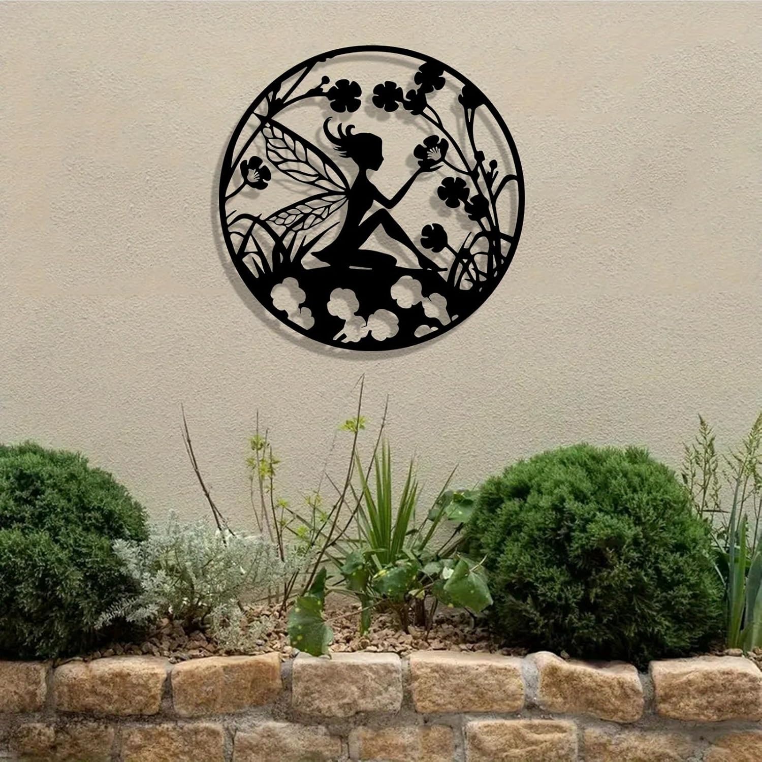 Cfghtnemy Fairy Silhouette Metal Wall Art - Vintage Wrought Iron Fairy Mural, Weather-Resistant Outdoor Decor For Home, Garden, Patio & Magical Spaces(50CM/20IN)