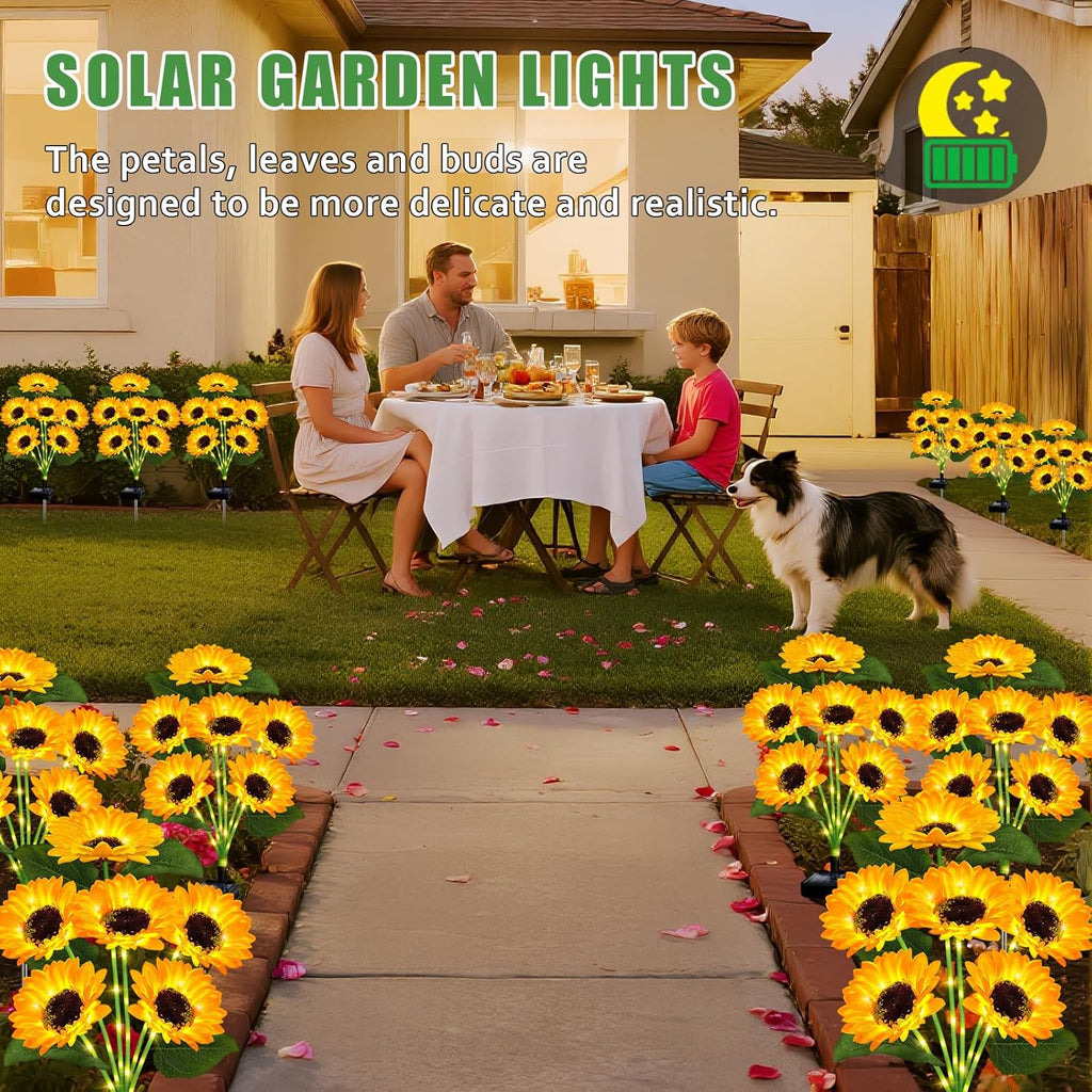 Solar Lights Outdoor Garden Decor,4 Pack with 24 Sunflower Lights,Solar Flowers Lights Waterproof,Birthday Gifts for Mom Women Grandma,Outside Decorative Stakes Light for Landscape Yard Patio Lawn