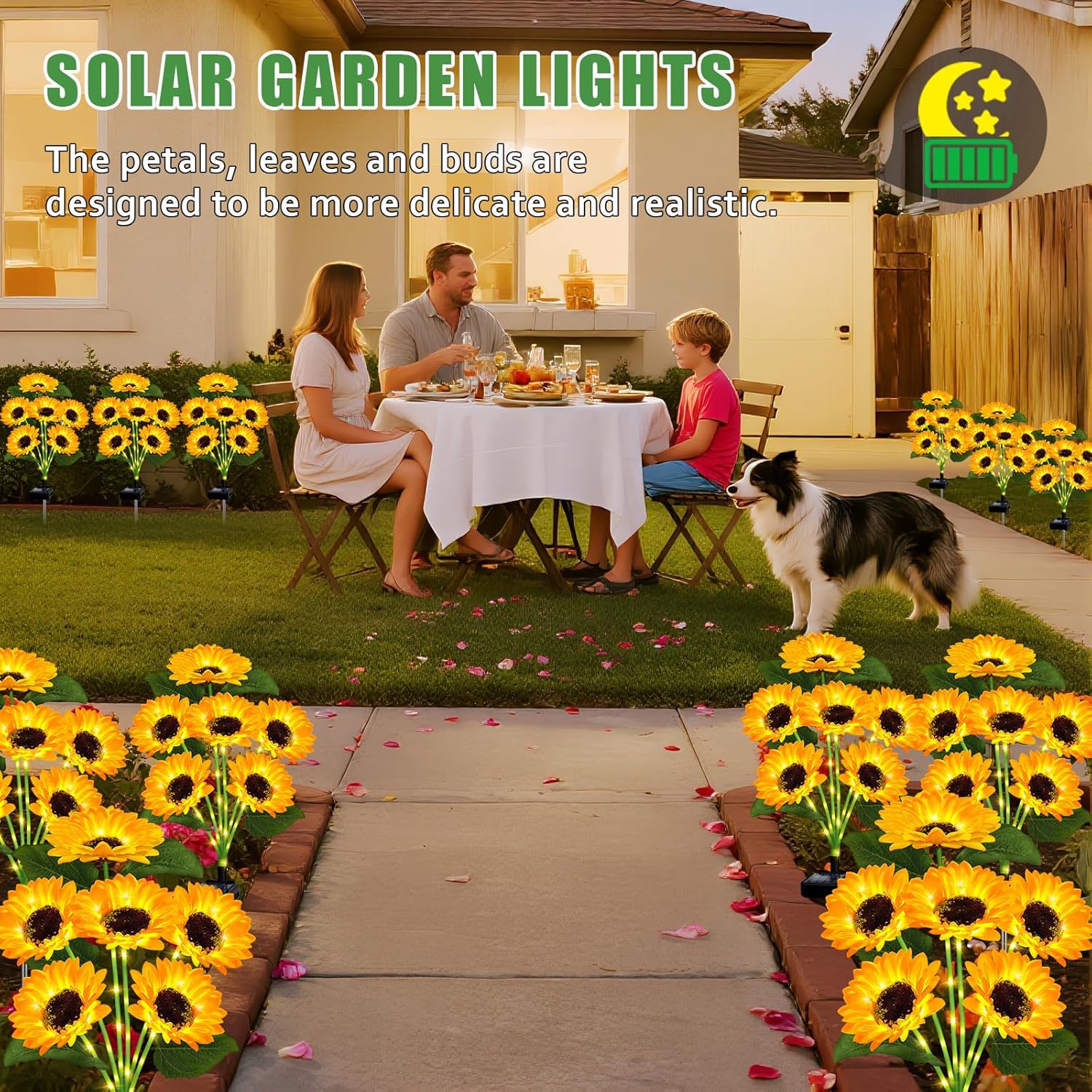 Solar Lights Outdoor Garden Decor,4 Pack with 24 Sunflower Lights,Solar Flowers Lights Waterproof,Birthday Gifts for Mom Women Grandma,Outside Decorative Stakes Light for Landscape Yard Patio Lawn