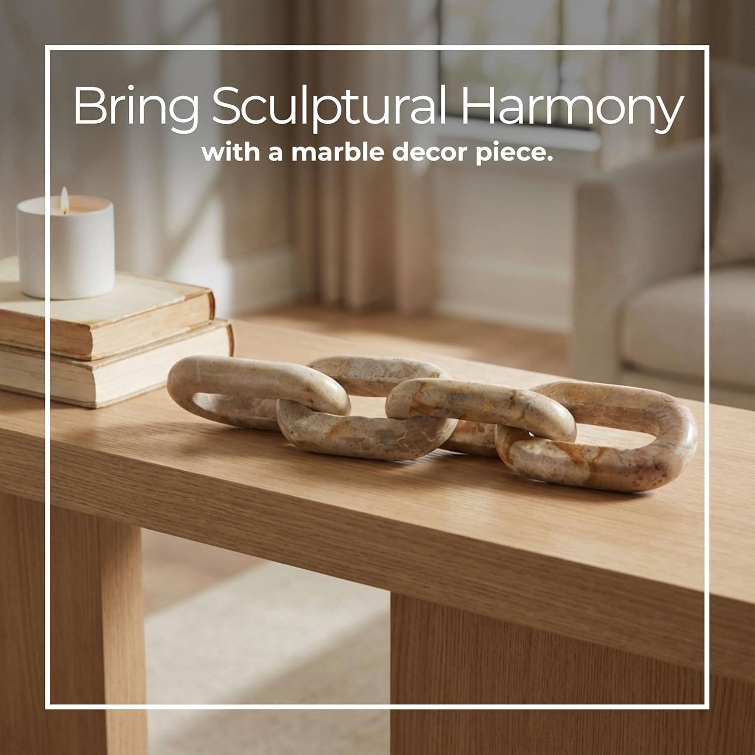Marble Sculpture Decorative Object – Accessories for Room Styling, for Shelf, Tabletop, and Console Placement, Modern Sculpture Accent for Layered Home Decor Vignettes – 3", Ivory