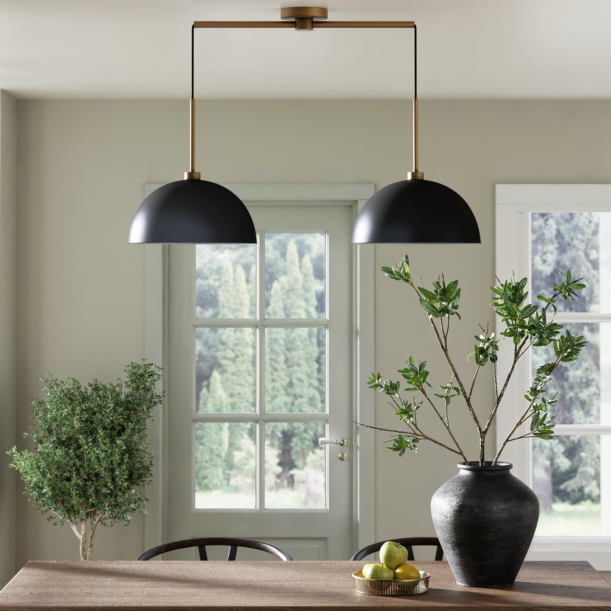 Nathan James Augustine Modern Farmhouse Rattan Pendant Light, Rattan Chandelier Pendant Lamp Shade for Kitchen or Living Room