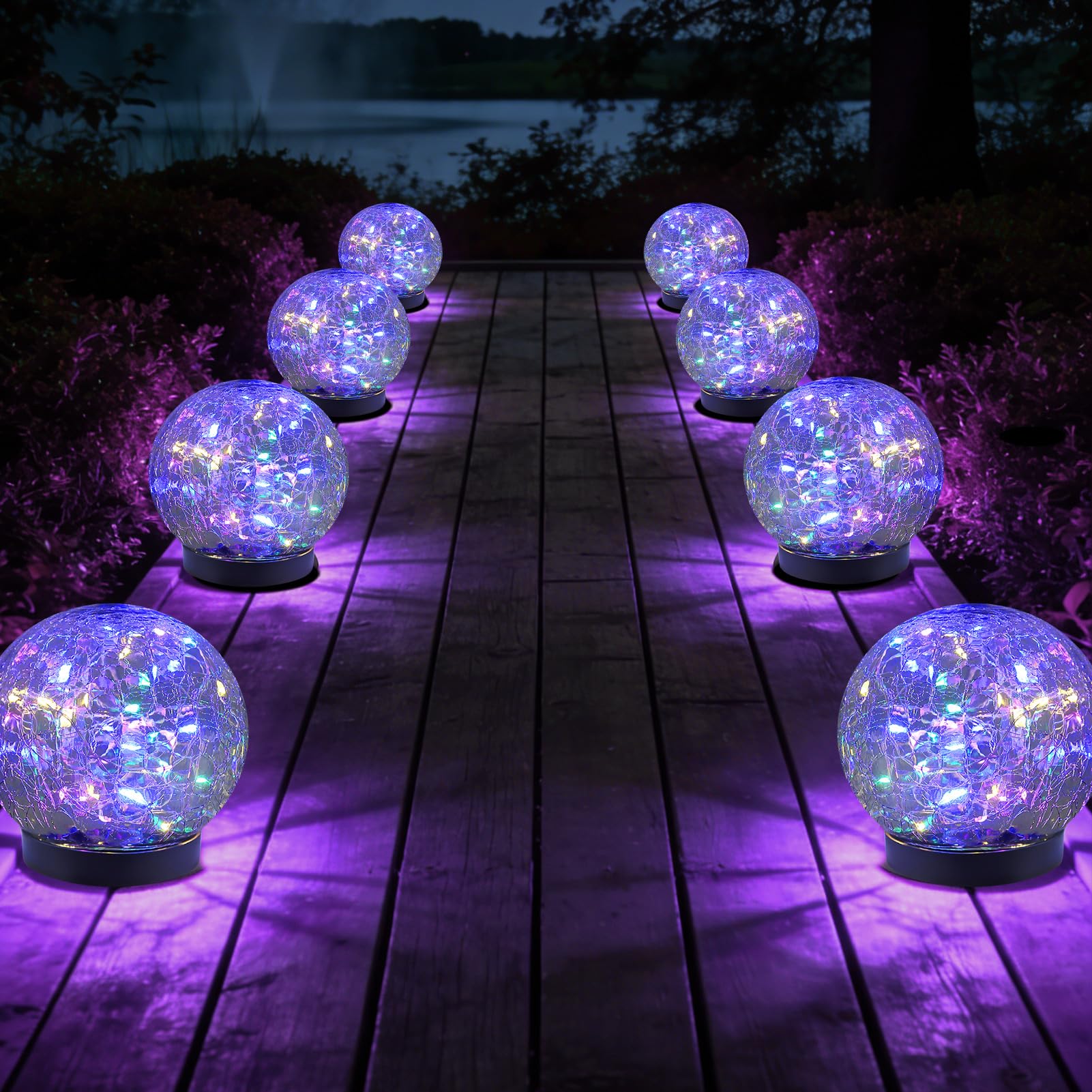 Cracked Glass Solar Globe Lights, Waterproof Outdoor Decor for Garden Patio Yard