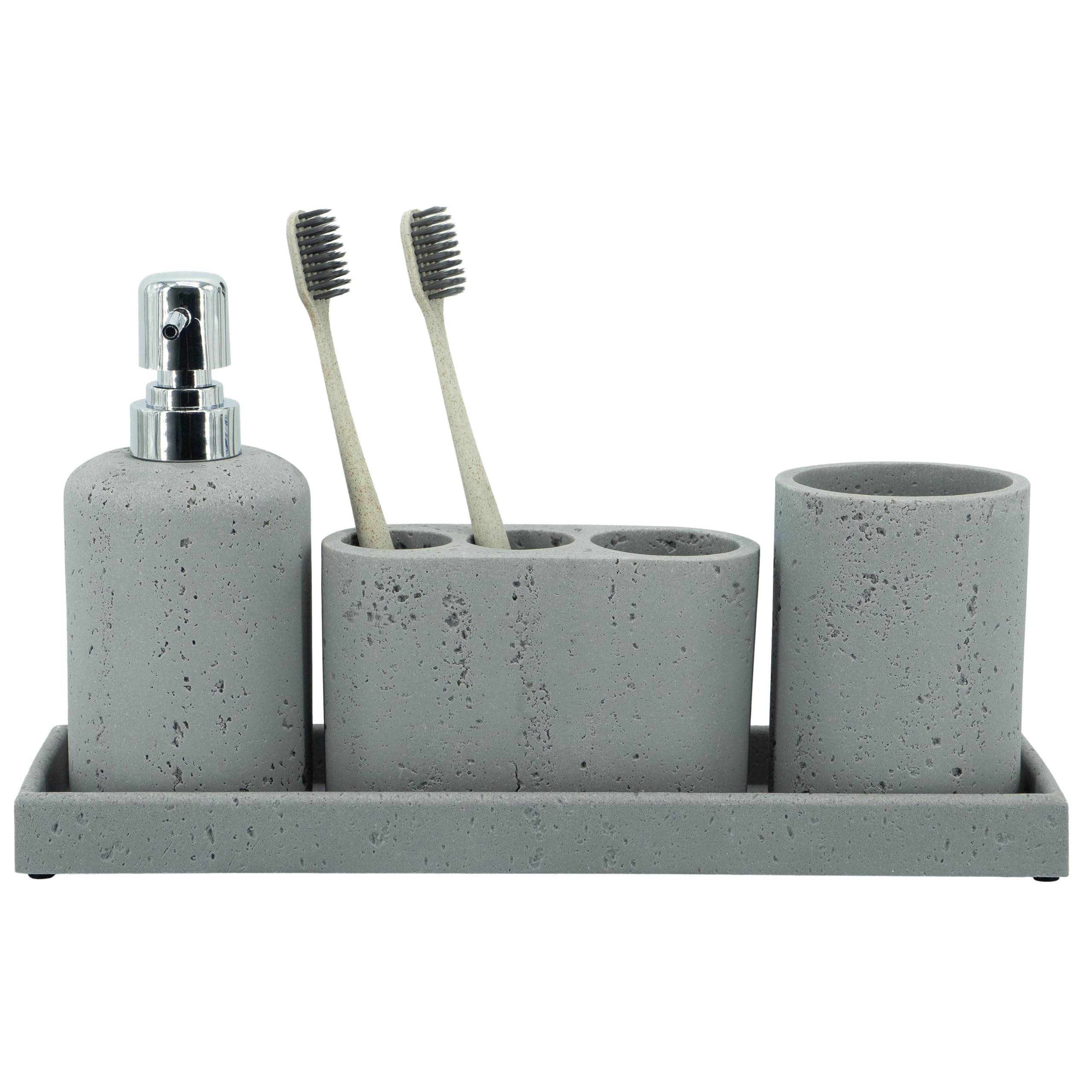 ZCCZ White Marble Bathroom Accessories Set 6 Pieces - Toothbrush Holder, Lotion Dispenser, Qtip Container, Vanity Tray, Tumbler - Countertop Organizer for Bathrooms - Elegant and Functional Décor Set