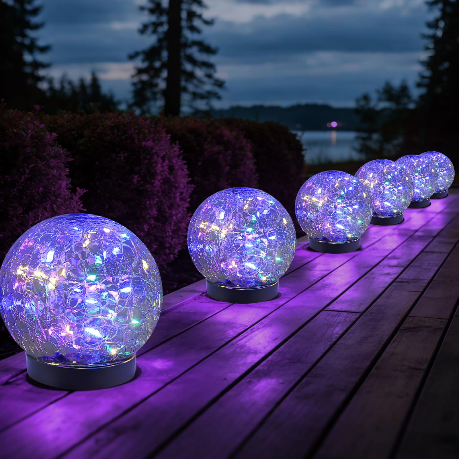 Cracked Glass Solar Globe Lights, Waterproof Outdoor Decor for Garden Patio Yard