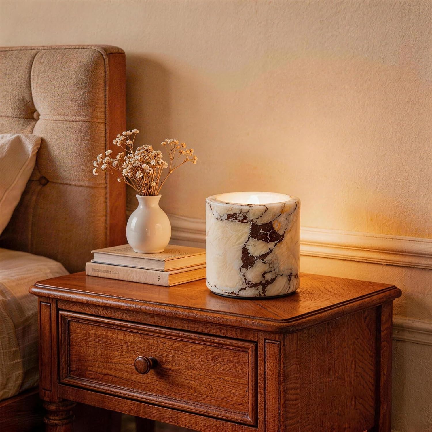 Touch Control Marble Night Light, Rechargeable Dimmable LED Portable Ambient Lamp
