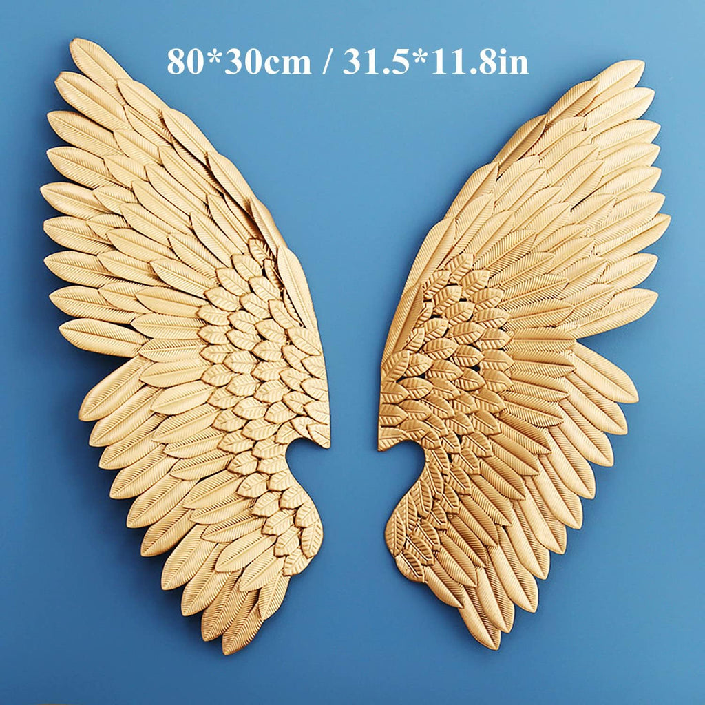 Angel Wings Metal Wall Art, Distressed Gold Metal Angel Wings Wall Sculpture, Modern Home Decoration, Metal Wall Decor Signs, Housewarming Gift