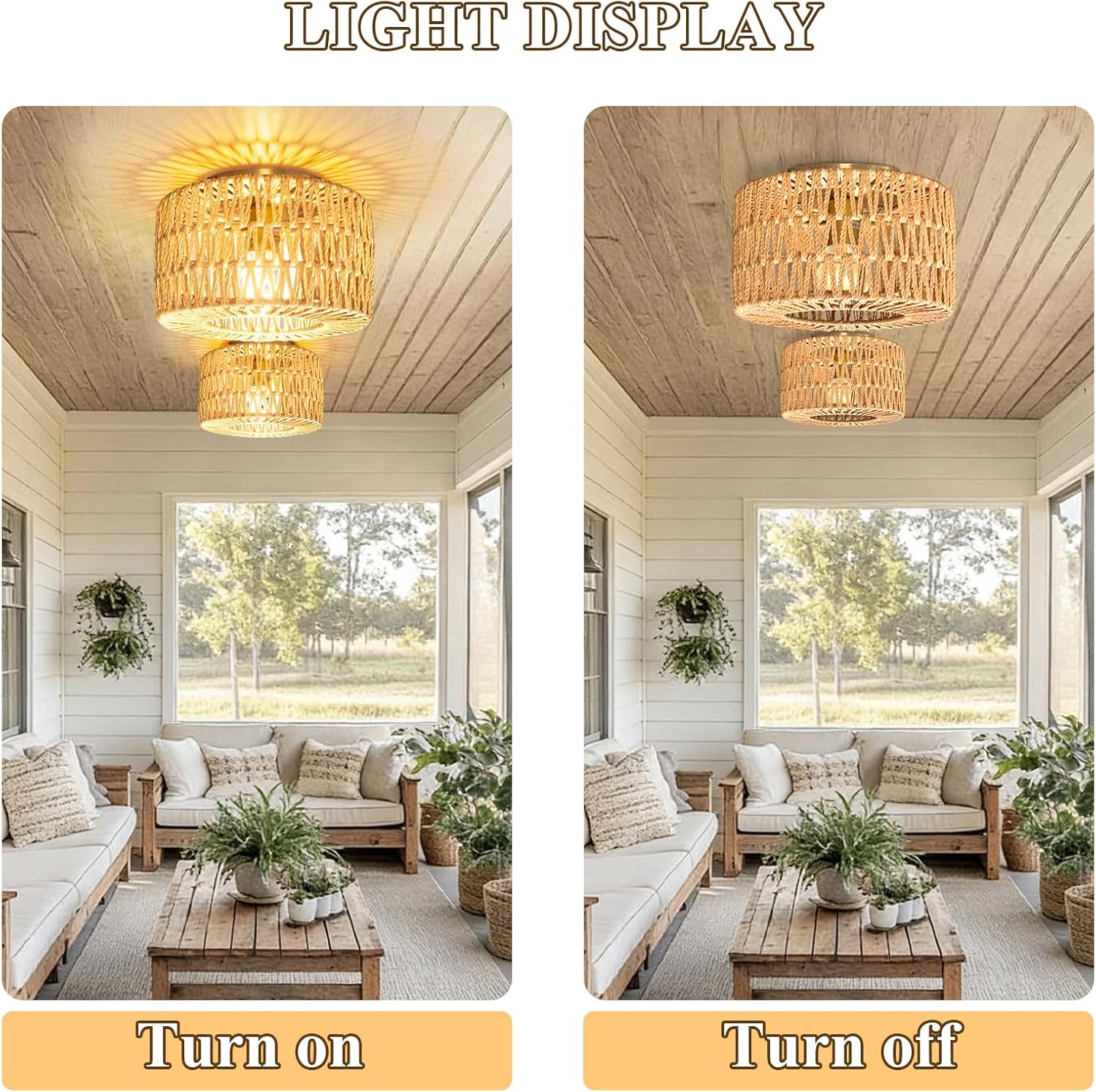Handwoven Rattan Pendant Light for Living Room,Boho Farmhouse Wicker Chandelier,Hanging Ceiling Light for Dining Room,Entryway,Handmade Natural Rattan Light Fixture,Adjustable Height,Home Decor