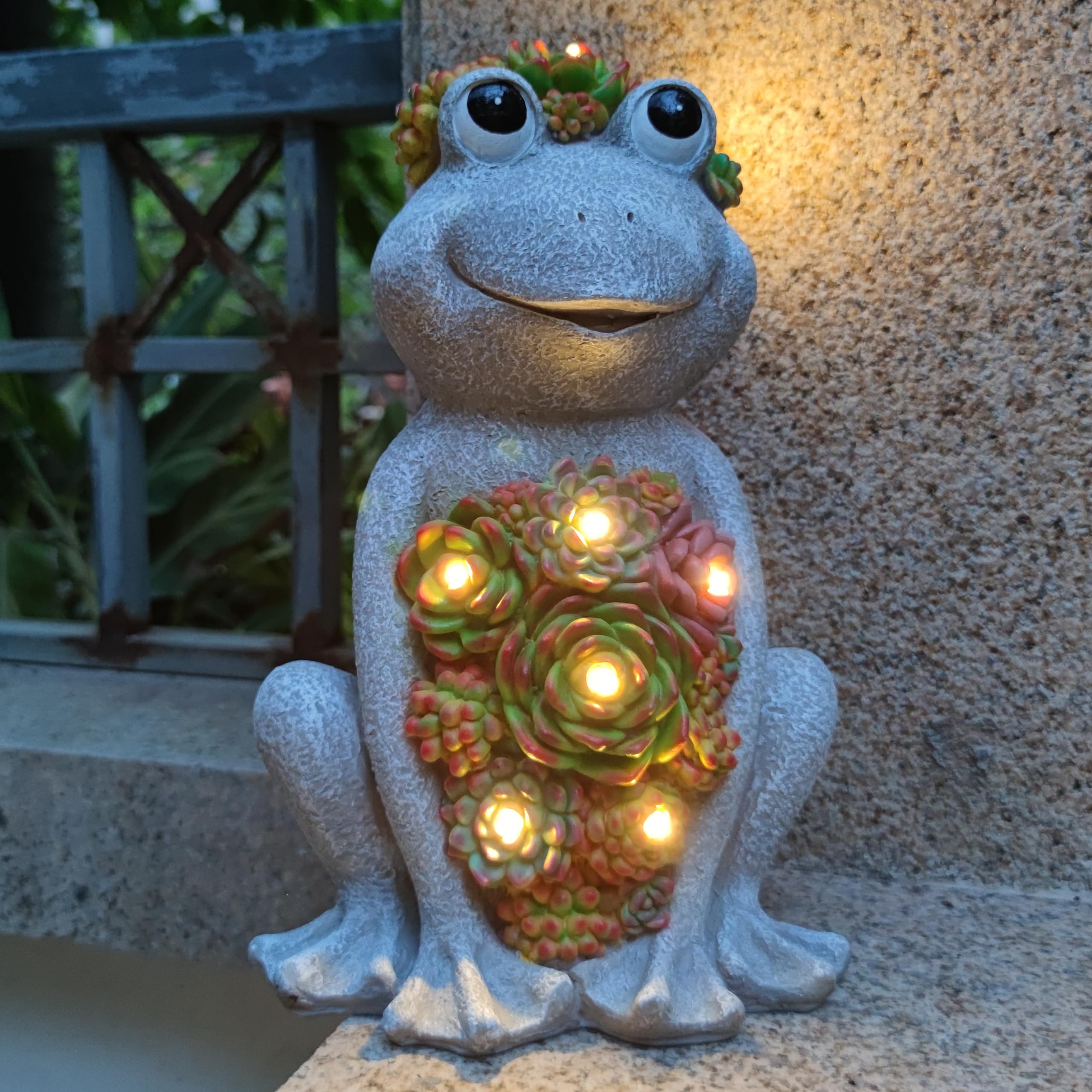 Large Turtle Solar Garden Outdoor Statues with Succulent and 6 LED Lights,Outside Solar Turtle Decor Art for Garden,Home,Lawn,Yard, Balcony Ornament