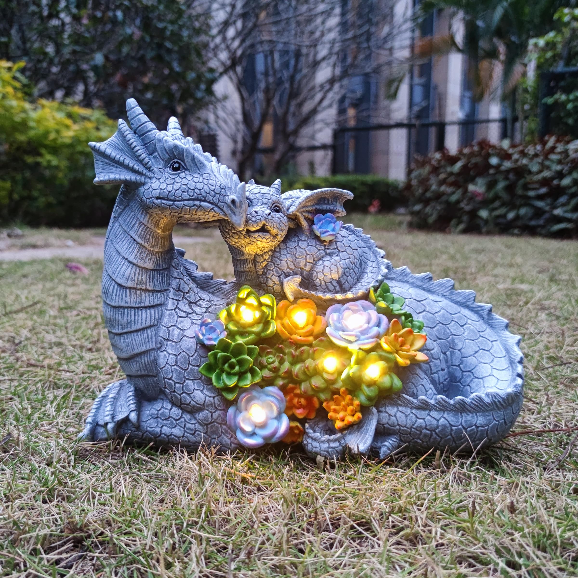 Large Turtle Solar Garden Outdoor Statues with Succulent and 6 LED Lights,Outside Solar Turtle Decor Art for Garden,Home,Lawn,Yard, Balcony Ornament